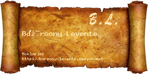 Bársony Levente névjegykártya